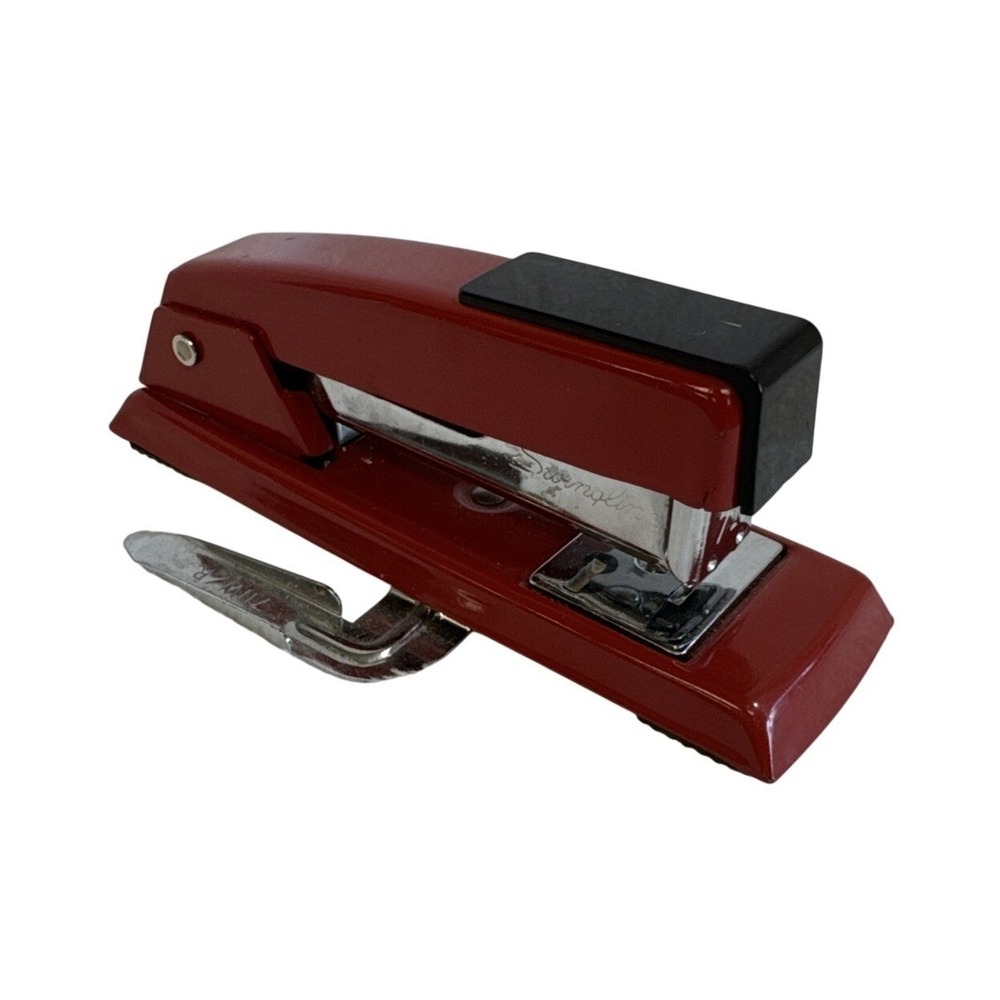 Swingline 711 Red Metal Desktop Stapler with Built-in Staple Remover Vintage USA